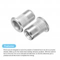 Uxcell 5 16-18 Rivet Nuts 20pcs 304 Stainless Steel Knurled Flat Head Threaded Insert For Metal Plastic