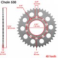 Caltric Rear Wheel Chain Sprocket Compatible With Honda 41200-ma3-000 41200ma3000 40 Teeth