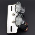 Httmt Mt374- Motorcycle Chromed Base Clear Lence Universal Cat Eye Custom Tail Brake License Plate Light For Scooter Cruiser