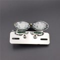 Httmt Mt374- Motorcycle Chromed Base Clear Lence Universal Cat Eye Custom Tail Brake License Plate Light For Scooter Cruiser