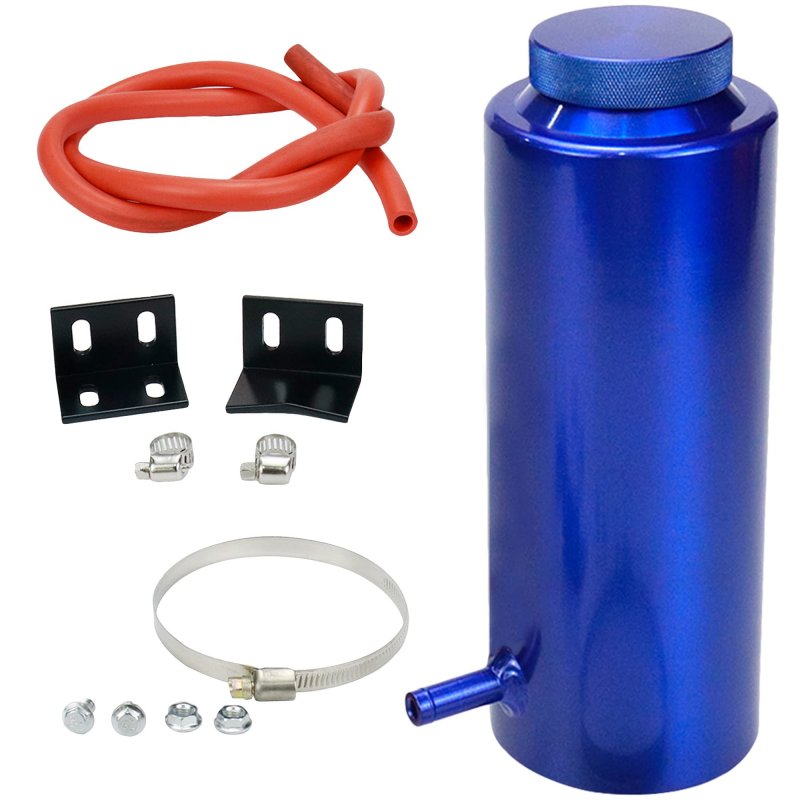 Automotive Radiator Coolant Overflow Tank Kit 800ml 28fl Oz Aluminum Billet Heatsink Oil Catch Reservoir Blue Cs203653
