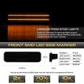Vipmotoz Full Led Strip Front Side Marker Lights Fender Parking Lamps Compatible With 1981-1993 Dodge D W Series Pickup Chrome