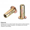 Uxcell 1 4-20 Multi-grip Rivet Nuts 25pcs Pre-bulbed Shank Flat Head Threaded Insert Nut Gold Zinc Plated Finish Carbon Steel