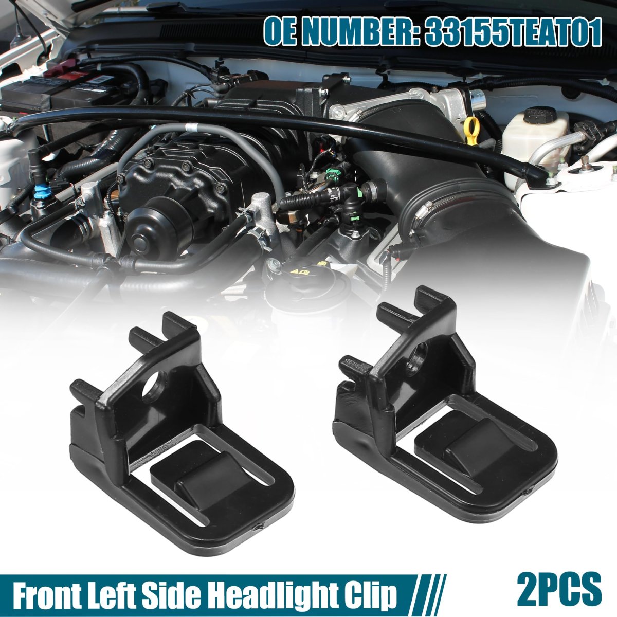 2 Pcs Black Front Left Side Headlight Clip No 33155-tea-t01 33155-tba-a01 For Honda Civic 2016-2020