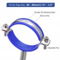 Uxcell 2pcs Stainless Steel Pipe Supports Wall Mount Ceiling Bracket Adjustable Clamp Straps With Screws Fit For Dia 80-89mm