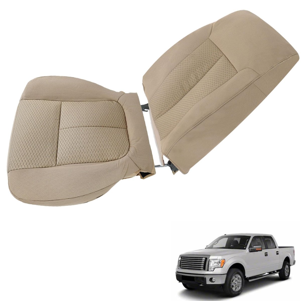 Cloth Seat Covers Tan 2pcs Front Driver Side Top And Bottom Lean Back Replacement For F150 2011 2012 2013 2014