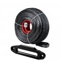 Black Kit 92 X 1 2 Synthetic Uhmwpe Towing Winch Rope Line Cable 22 000lbs Anodized Finish Billet Aluminum 10 Mounting Hawse