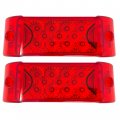 Qty 2 Red 6in X 2in 13 Led Side Marker Clearance Lights 12v Sealed Waterproof Rectangular Surface Mount For Truck Trailer Bus 