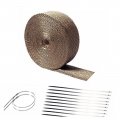 2 X 50 Titanium Lava Exhaust Header Pipe Heat Wrap Stainless 10 Ties Kit 1 Roll 