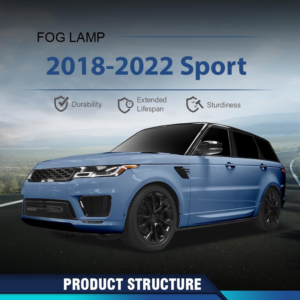 Front Fog Light Lamp Driver Left Side For Land Rover Range Sport 2018-2022 Fit 2018-2021 Lr142091 Lr098343 Clear Lens Black