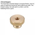 Uxcell Knurled Thumb Nuts 5pcs M5 X D16mm H10mm Brass Nut With Collar High Head Through Hole Adjusting For 3d Printer Parts