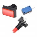 Uxcell Game Push Button 49x33 Rectangle12v Led Illuminated Switch With Micro For Arcade Video Games Red 1pcs