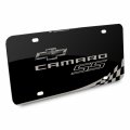 Ipick Image Matt-look Laser Etched Racing Checker Flag Black Acrylic License Plate Camaro Ss