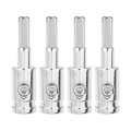 4pcs Amp Input Reducer Copper 8 Gauge Car Stereo Audio Awg Pin Power Ground Wire Silver Tone 