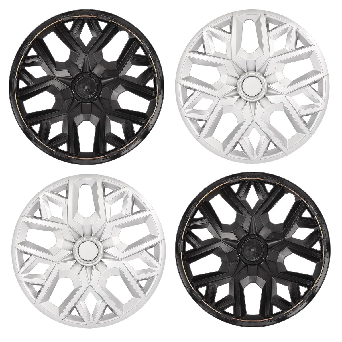 16 In Silver Gloss Hubcaps Universal Wheel Covers For Most Steel Wheels Set Of 4 Durable Abs Plastic Hub Caps
