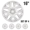 16 In Silver Gloss Hubcaps Universal Wheel Covers For Most Steel Wheels Set Of 4 Durable Abs Plastic Hub Caps