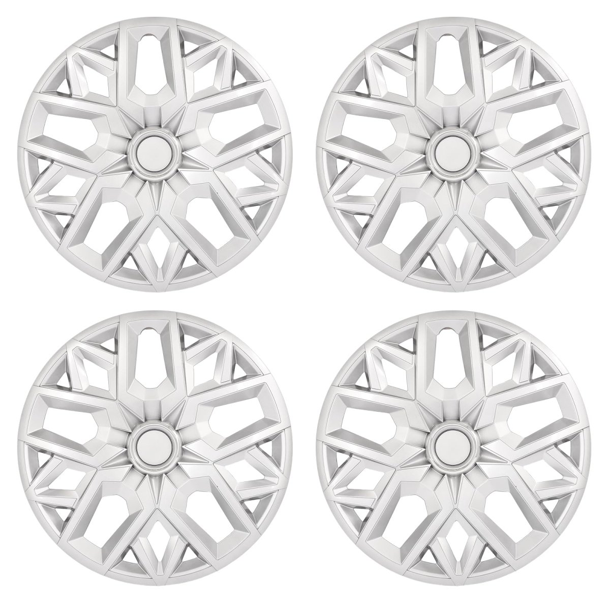 16 In Silver Gloss Hubcaps Universal Wheel Covers For Most Steel Wheels Set Of 4 Durable Abs Plastic Hub Caps