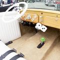 Zone Tech Pair Black And White Mirror Fuzzy Dice Plush Car