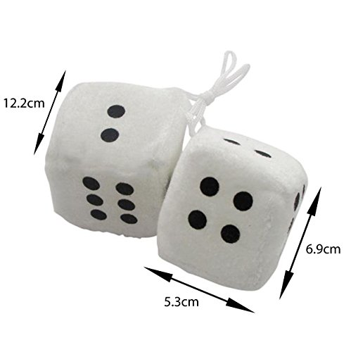 Zone Tech Pair Black And White Mirror Fuzzy Dice Plush Car