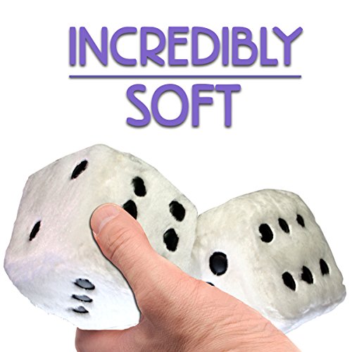 Zone Tech Pair Black And White Mirror Fuzzy Dice Plush Car