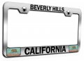 Beverly Hills California Chrome Metal License Plate Frame Tag Holder Universal Fit For Cars Trucks And Suvs 12 5 X 6 In Heavy