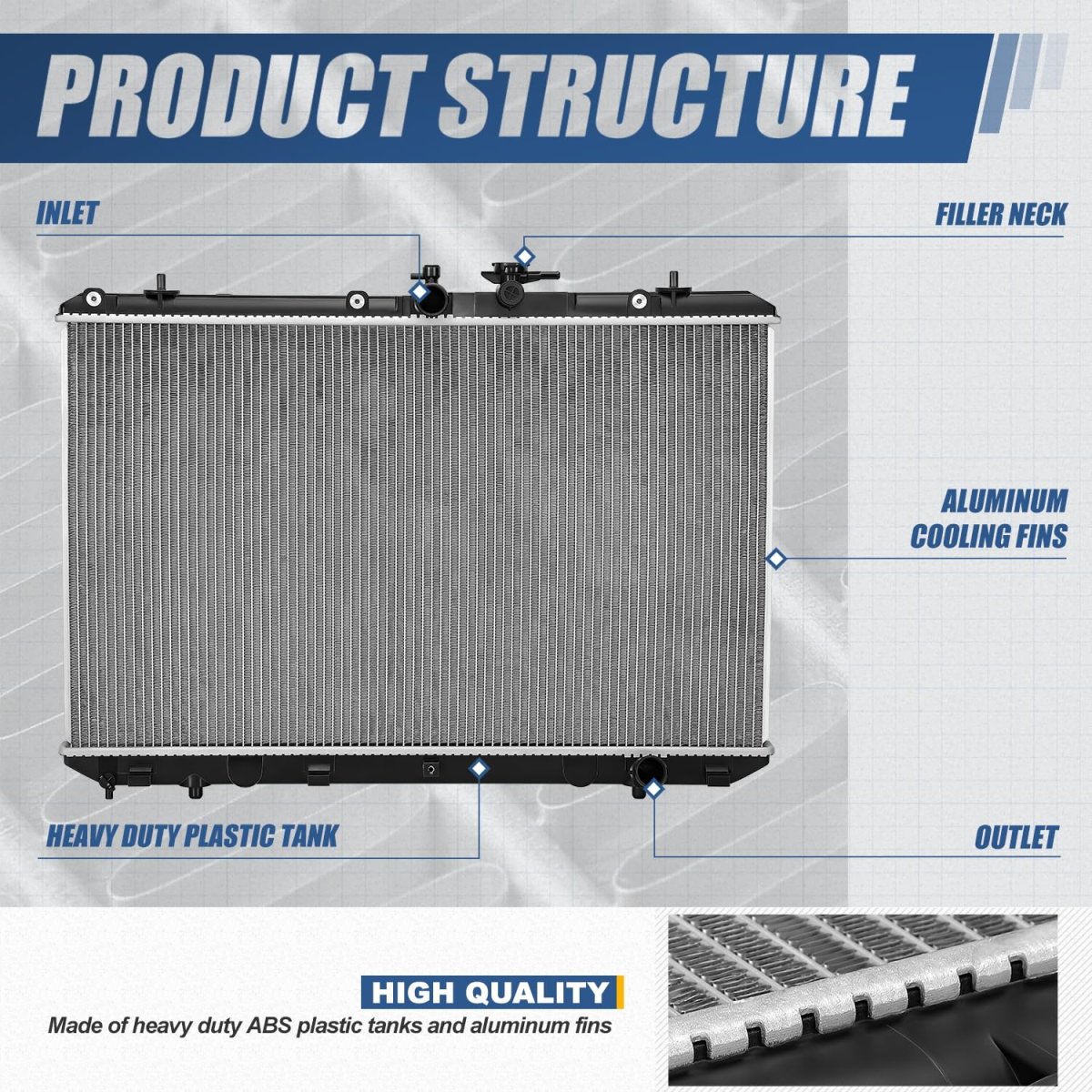 Auto Dynasty Radiator For 2011-2013 Toyota Highlander Hybrid 3 5l Dpi 13286 1-row Aluminum Cooling 1-5 16 Inlet Outlet