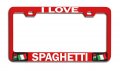 I Love Spaghetti Italian Italy Road Auto Metal License Plate Frame Tag Holder Heavy Duty Steel Weatherproof Universal Fit For 