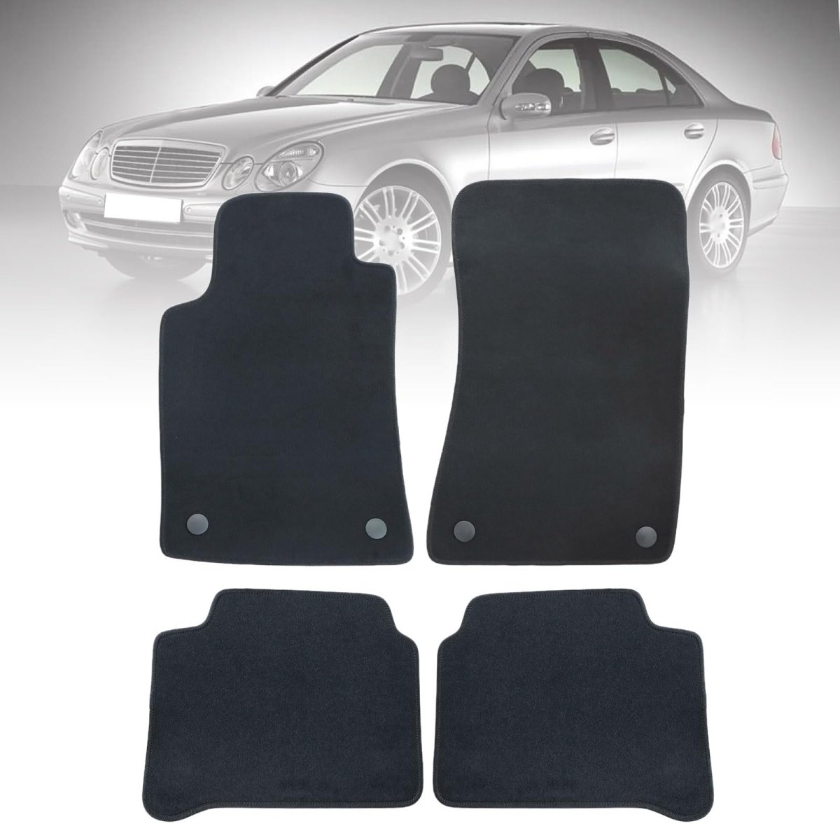 Floor Mats Carpet For Mercedes Benz W211 E Class 2003 2009 4 Piece Set Black Velour And Plastic Interior Front Rear Row Direct