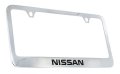 Nissan Wordmark Chrome Plated Metal License Plate Frame Holder 2 Hole 