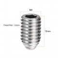 Uxcell Ball Point Set Screws M8 X 12mm 304 Stainless Steel Metric Spring Hex Socket Screw 8pcs