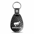 Ipick Image Compatible With Ford Bronco Real Black Carbon Fiber Leather Strap Large Tear Drop Key Chain