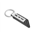 Cadillac Xt5 Pu Leather Carbon Fiber Texture Strap Silver Metal Bar Key Chain Official Licensed 