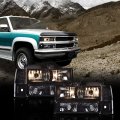 G-plus Headlights Assembly Compatible With 1994 1995 1996 1997 1998 1999 Gmc C1500 K1500 Yukon Bumper Headlamp Smokya Lensa