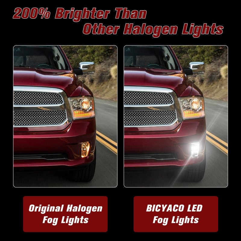 Bicyaco Upgraded Led Fog Light With Daytime Running Lights Clear Bumper Passing Lamps Drl For Dodge Ram 1500 2013 2014 2015