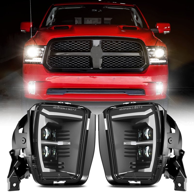 Bicyaco Upgraded Led Fog Light With Daytime Running Lights Clear Bumper Passing Lamps Drl For Dodge Ram 1500 2013 2014 2015
