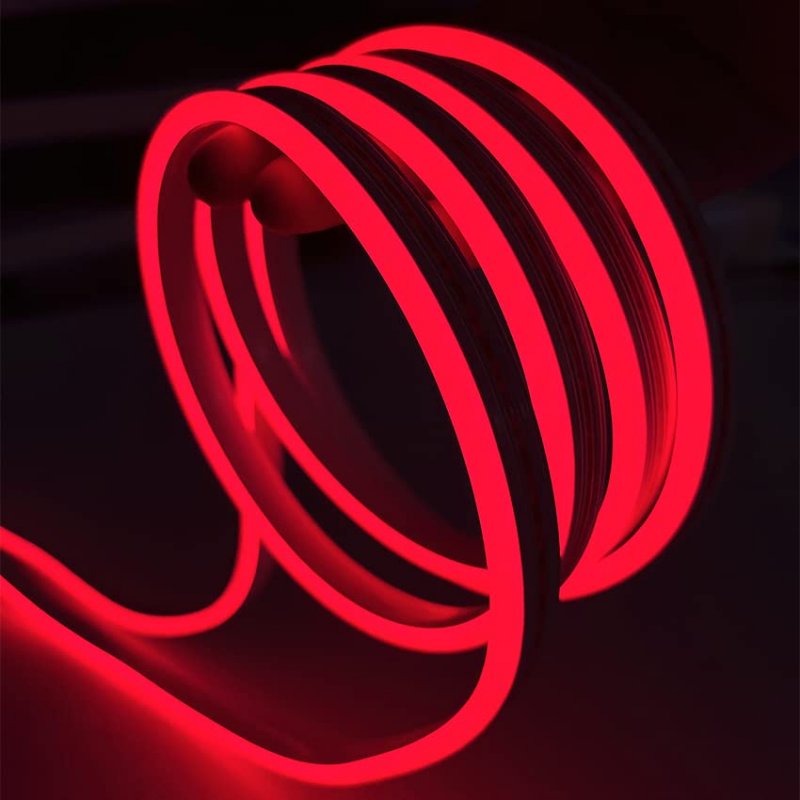 Led Neon Rope Light 16 4ft Red Silicone Flexible Strip 12v Dc Waterproof For Indoor Outdoor Diy Signage Decoration Power