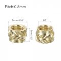 Uxcell Knurled Insert Nuts 50pcs M5 X 5mm L 7mm Od 3d Printing Brass Female Threadeds Heat Set Insert Embedment