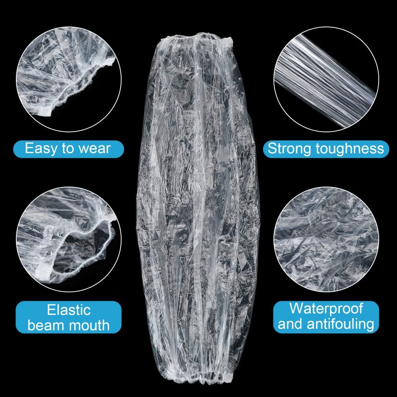 Yinder 200 Pcs Plastic Disposable Sleeves Waterproof Sleeve Protector For Arm With Elastic On Cuff Clear