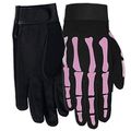 Hot Leathers Womens Pink Skeleton Mechanic Gloves Black X-small 