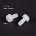 Uxcell M3x6mm Threaded Nylon Phillips Cross Pan Head Machine Screws Bolts White 20pcs