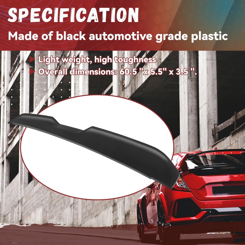 Hecasa Rear Trunk Spoiler For 2008-2017 Dodge Challenger Coupe Srt Sxt Gt Demon Style Painted Black