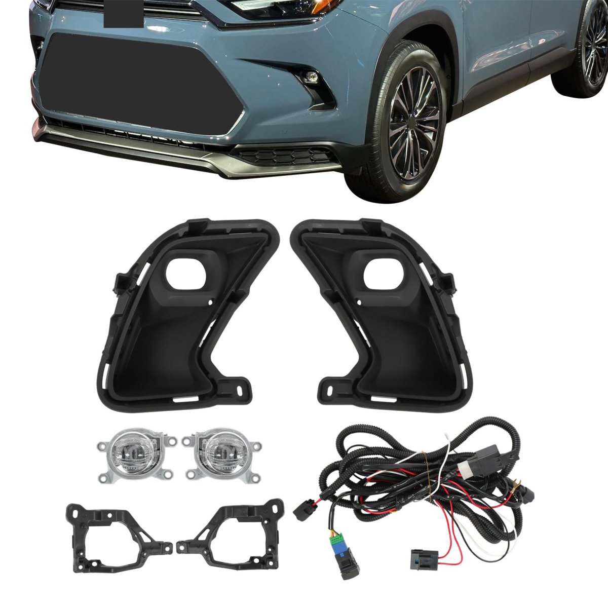Front Fog Light Lamps Assembly For Grand Highlander 2024 2025 Left And Right Side Pair Led Clear Lens To2595110 To2594110