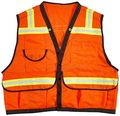 Mutual 20035 High Visibility Polyester Ansi Class 2 Mesh Non Durable Flame Retardant Safety Vest Medium Orange 