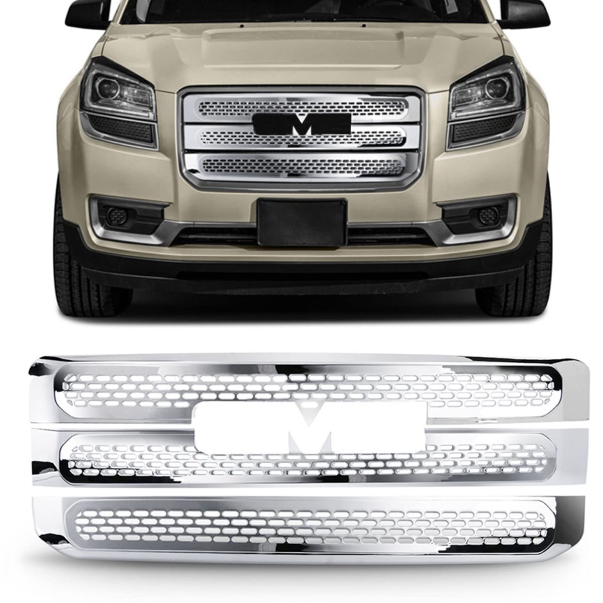 Grille Overlay For 2013-2016 Gmc Acadia Sl Sle Slt Denali Style Chrome Abs Front Bumper Cover Hood Mesh Guard Tape On By Ikon