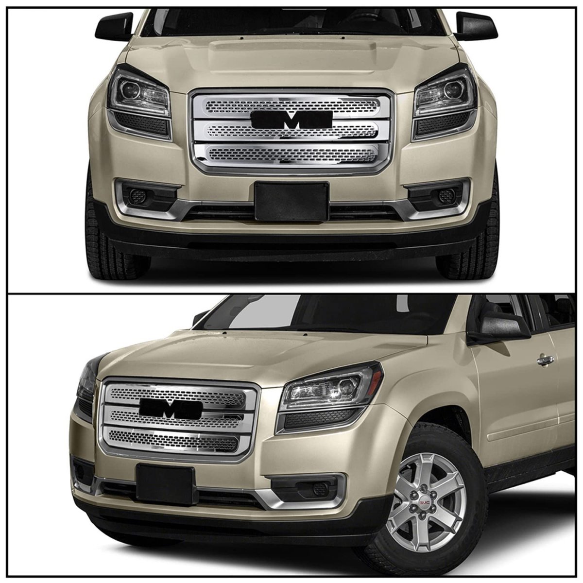 Grille Overlay For 2013-2016 Gmc Acadia Sl Sle Slt Denali Style Chrome Abs Front Bumper Cover Hood Mesh Guard Tape On By Ikon