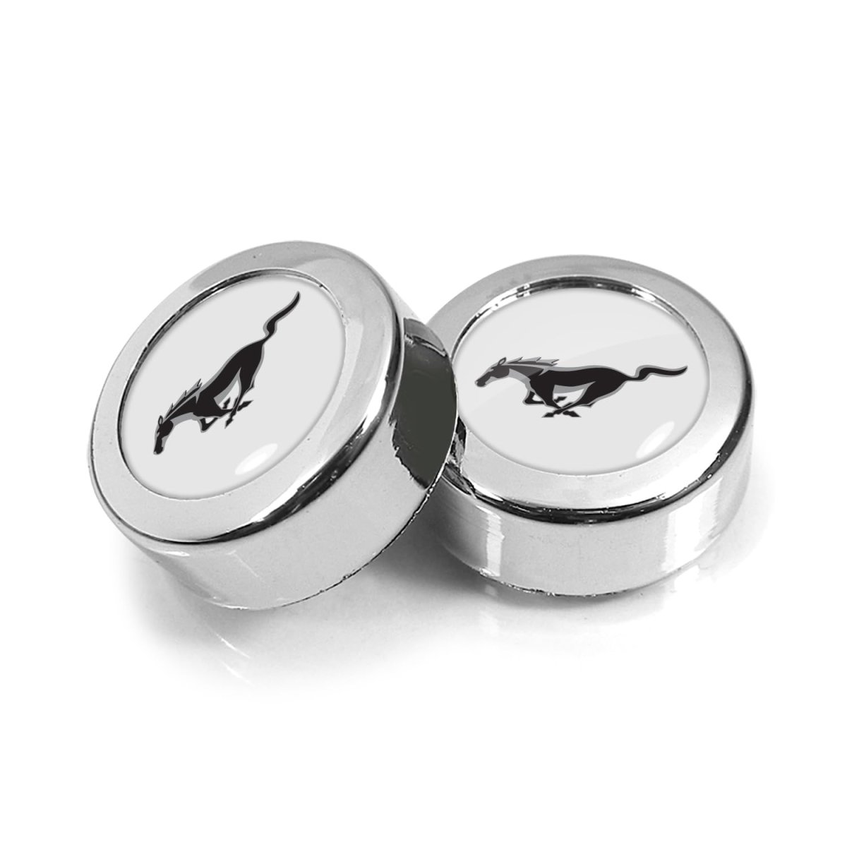 Ford Mustang License Plate Frame Screw Cover Set White On Chrome 0 7 In Abs Plastic Dome Logo Covers With Screws Official