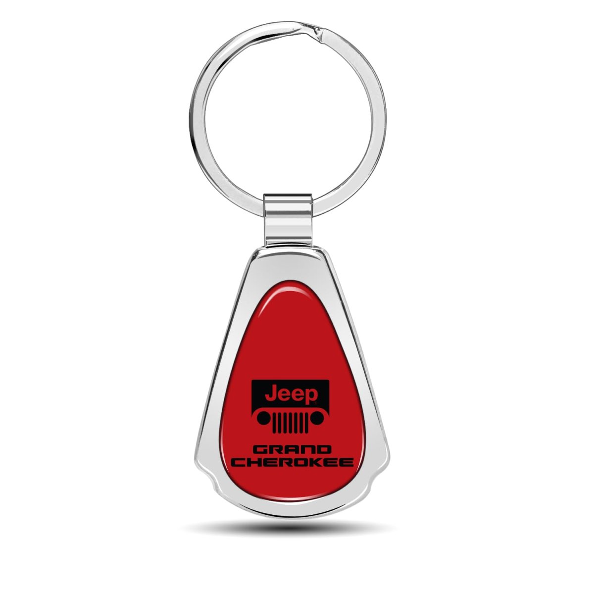 Jeep Grand Cherokee Premium Teardrop Keychain Red Dome Mirror Chrome Metal Logo Key Chain 2 5 In X 1 25 0 2 Model 304