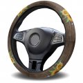 Car Steering Wheel Cover Sunflower Farm Floral Butterfly Wood Grain Elastic Stretch Sponge Wheels Protective For Vehicles 