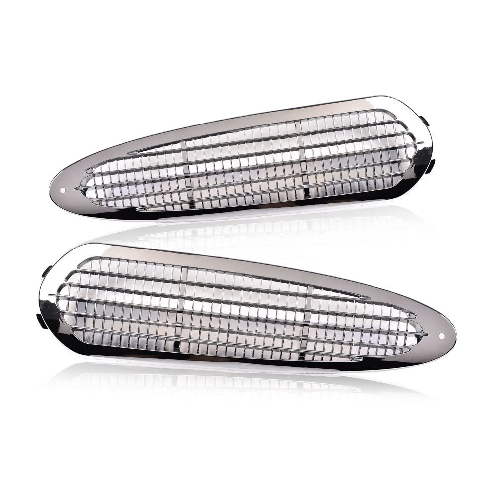Upper Hood Grille Chrome For Freightliner M2 100 106 112 2002 To 2018 Air Mesh Intake Vent Side Silver Finish Abs Plastic