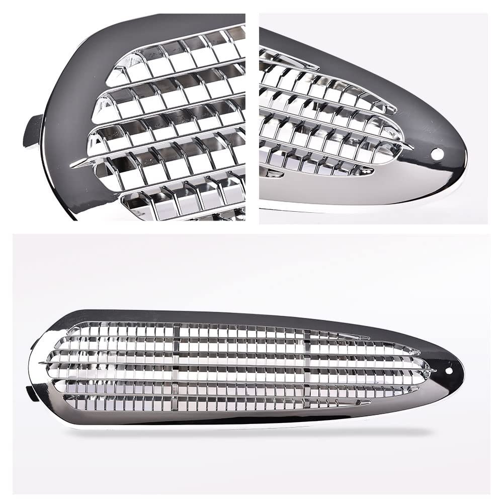 Upper Hood Grille Chrome For Freightliner M2 100 106 112 2002 To 2018 Air Mesh Intake Vent Side Silver Finish Abs Plastic